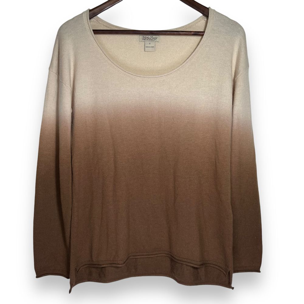 Lucky Brand Wool‎ Blend Ombré Sweater Fine Quality Brown Cream Women's Small